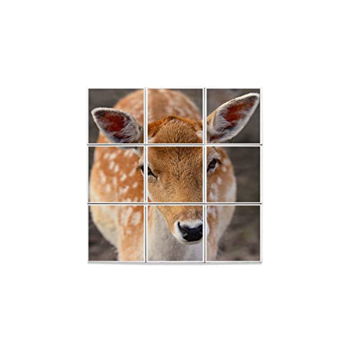Carreaux céramique décoratifs photo nature cerf biche tableau mural faune sauvage 32cm