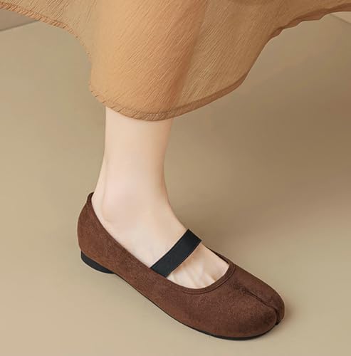 Womens Tabi Ballet Flat Shoes Comfortable Rounde Split Toe Flat Shoes Casual Low Heel Wide Width Flats Elastic Strap Mary Jane Dress Shoes4