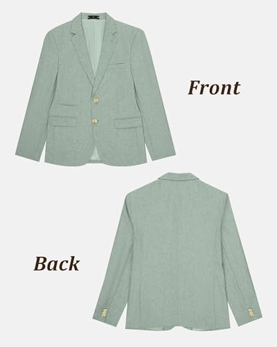 Bofan Linen Suit Jackets for Boy Summer Boys Linen Blazer Slim Fit Light Green Ring Bearer Outfit Summer Wedding Beach Blazers Jackets Size 83