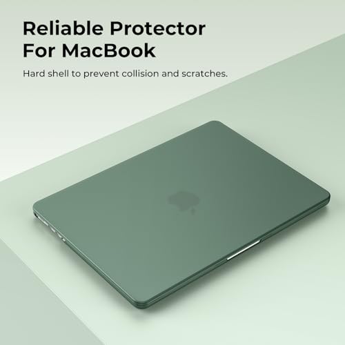 Image of EooCoo Case Compatible with MacBook Pro 14 inch M5 2026-2021 M4 M3 M2 M1 Pro /Max Chip, Matte Grip, Bump-Resistant, Hard Shell Cases with Keyboard Cover, Screen Protector - Midnight Green