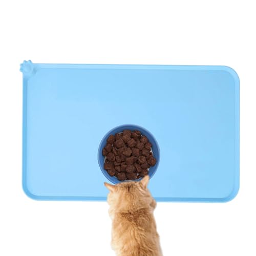 Alfombra de tazón para perros, gato de silicona y alfombra de comida para perros | Lips altos de alimentación de mascotas impermeables | 18.9x11.8 pulgadas, almohadilla de silicona sin deslizamiento p