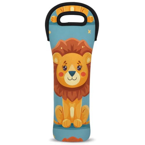 Neoprene Wine Tote Carrier Bag for Wine,Water, Champagne, Beer, Baby Bottles 15.6 x 5.1 Inches, Protective Wine Bag,Cartoon Tiger
