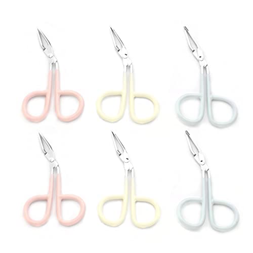 Yutoner 6 Pieces Scissors Shaped Eyebrow Tweezers Clip with Easy Scissor Handle, Stainless Steel Scissor Handle Tweezers Flat Straight Tip Tweezers Brow Hair Plucker Remover