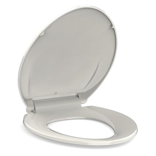 19 Elongated Toilet Seat Slow Close Biscuit Color Polypropylene Toilet Seat Cover with Never Loosen Durable Lid Quiet and Easy to Install & Clean