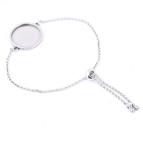 Reidgaller 10pcs Stainless Steel 20mm Cabochon Bezel Bracelet Blanks Trays Diy Cameo Base Setting Accessories For Bracelets Making