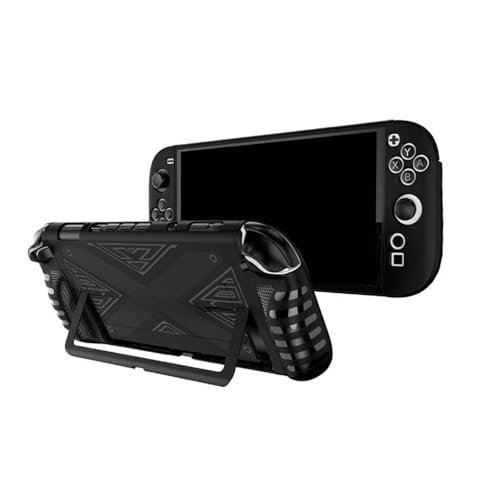 for Switch 2用保護ケース、ケーススタンド付き、高弾性TPUと完全な保護、衝撃吸収滑り止め傷防止カバー、ゲームハンドヘルド2025用スキンアクセサリー (黒)
