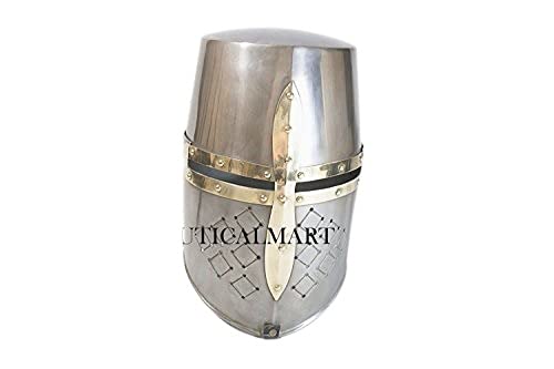 NauticalMart Full Size and Fully Wearable Knights Templar Suit of Armor - Helmet Costume Only