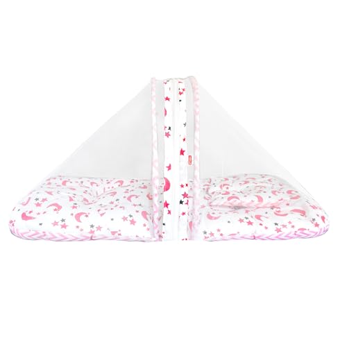 Image of VParents Galaxy Pink Cotton Bedding Set & Mosquito Net