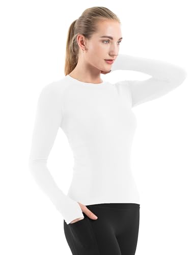 Image of MathCat Seamless Workout Shirts for Women Long Sleeve Yoga Tops Sports Running Shirt Breathable Athletic Top Slim Fit XS-XL