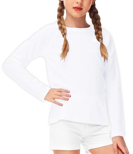 Image of AOBUTE Unisex Kids Rash Guard Long Sleeve SPF 50+ Sun Shirt UV Protection Swim Shirts 3-12 Years