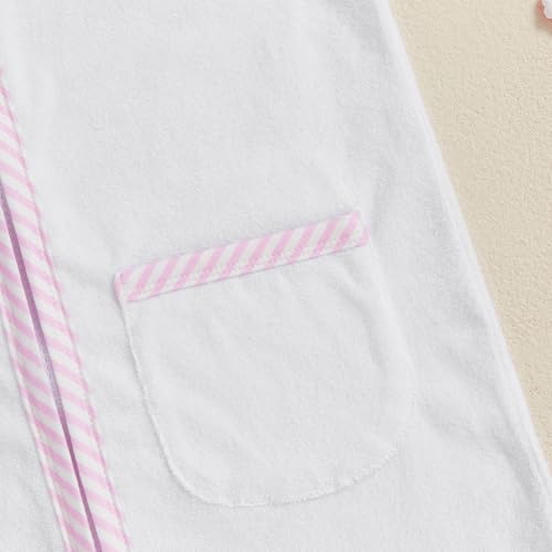 Image of Girls Boys Hooded Terry Coverups One Piece Swimsuits Summer Striped Trim Zip Up Short Sleeve Swim Cover Up Beachwear