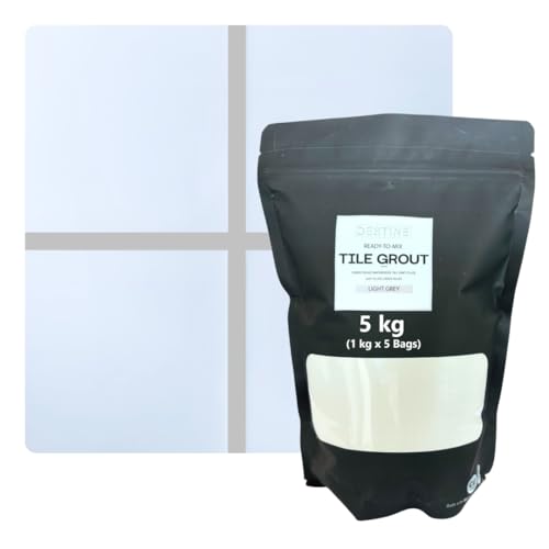 Image of DESTINE READY-TO-MIX inchTILE GROUT inch (16 COLOURS) (ALL PACKS: 100 Gm,250 Gm,400 Gm,800 Gm,1 Kg), Waterproof, Crack Filler, Cement Based Tile Gap Filler (5 Kg, Light Grey)