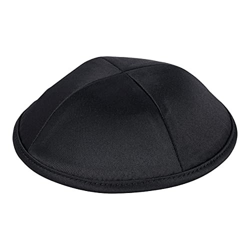 BOKER-TOV SHALOM Black Satin Kippah for Men and Kids – Elegant Yamaka Hat, Classic Kippah for Men, Yarmulke for Men, Ideal for Daily Wear or Any Jewish Occasion