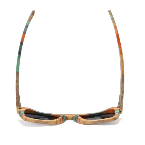 Colored Bamboo Sunglasses｜Wooden Polarized Sunglasses ｜for men and women｜Bamboo Glasses (1728-Red)3