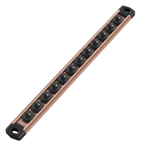 Image of WORKPRO Magnetic Socket Organizer, Heavy Duty 1 /4-Inch Drive Socket Rail | Aluminum Alloy, 12 Pieces Clips, Rotatable & Movable Clips, Efficient Organization