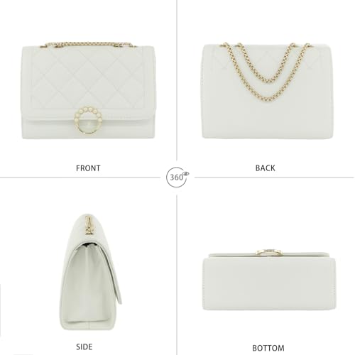 PORT&LOTUS Women's Shoulder Bag with Golden Chain Strap Quilted Handbags for Women Cute Clutch Purses for Women Trendy4