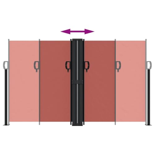Store latéral de balcon extensible rouge brique pour intimité extérieure - 5