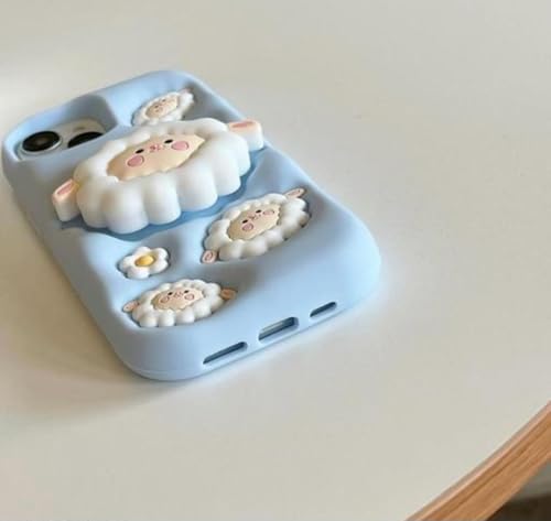 Image of Dezet Back Cover Compatible with iPhone 16 Plus Soft Silicone 3D Cute Cartoon Cover, Aesthetic Full Protective Case Cover Girls & Women (Blue)