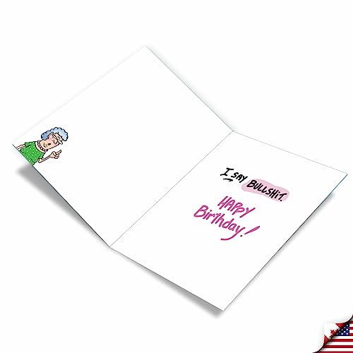 NobleWorks - Big Funny Birthday Paper Card 8.5 x 11 Inch with Envelope (1 Pack) Oversize Jumbo Bday Lines and Wrinkles J9319BDG