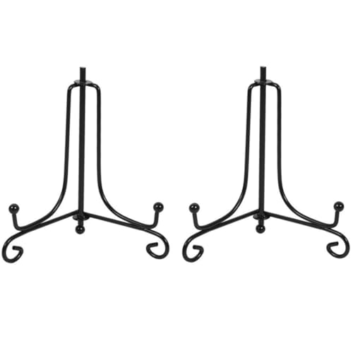 BOBOZHONG 2 Pack Supporto per Piatti in Ferro Nero, Portafoto Regolabile e Pieghevole, Stand Espositivo per Quadri, Libri, Arte e Decorazioni (6 Pollici) Stabile, Multiuso per Casa/Ufficio/Ristorante