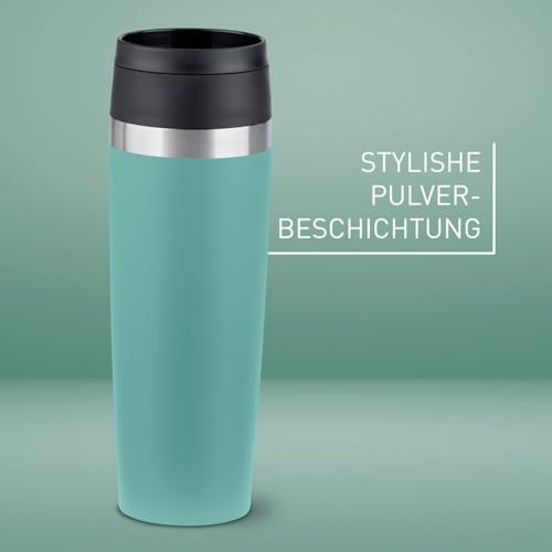 Emsa N2023850 Travel Mug Classic Isolierbecher 0,5 Liter, neuer Komfort Schraubverschluss, Pulverbeschichtung, Edelstahl, 360 Grad Trinköffnung, Petrol Blau 3