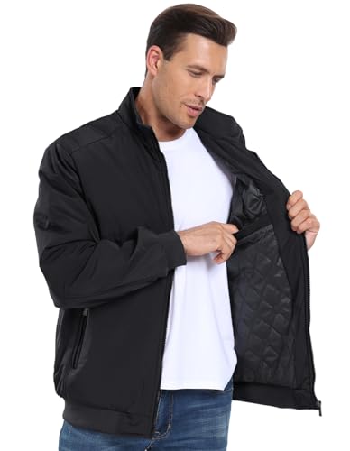 PEGENO Men's Windproof Jacket,Fleece Lining For Stand Collar Winter Coat3