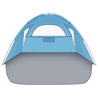 Hoeada Beach Tent Sun Shelter, Beach Shade Tent with UPF 50+ UV Protection for 2-3 Person, Portable & Easy Setup Cabana, 3 Roll Up Doors & 8mm Fiberglass Rods, Carry Bag Included