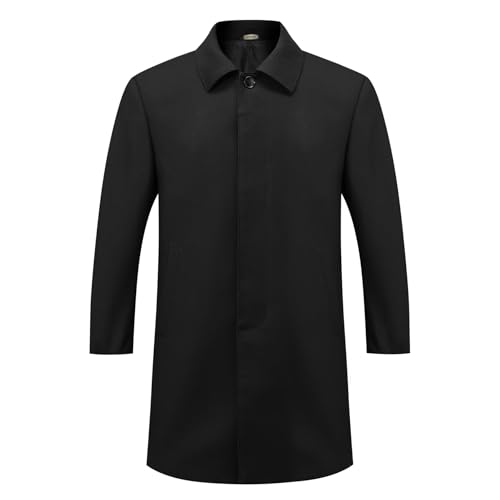 Allthemen Mens Classic Trench Coat Mid Length Casual Lapel Jacket Lightweight Windproof Overcoat Regular Fit Dark Grey M