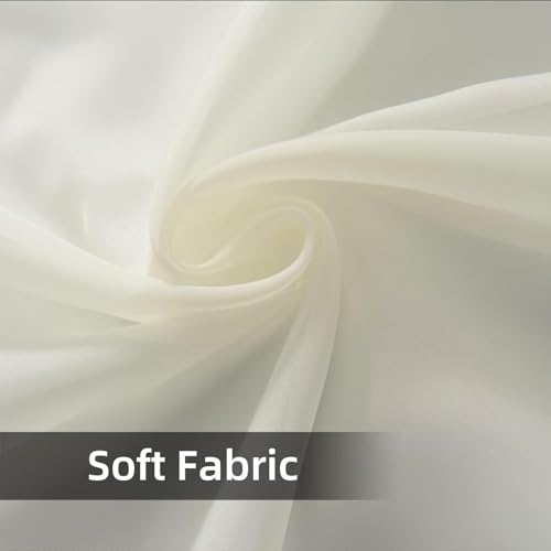 SpaceDresser Waterproof Outdoor Sheer Curtains for Patio - 4 Panels Rod Pocket Indoor Voile Sheer Curtain for Living Room,52W x 108L inch, Ivory - Image 7