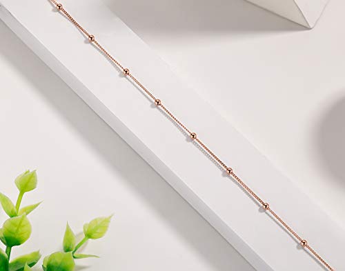 Epirora Choker Necklace For Women 925 Sterling Silver 18K Rose Gold Plated Dainty Satellite Bead Chain Pendant Minimalist Jewelry thumb #3