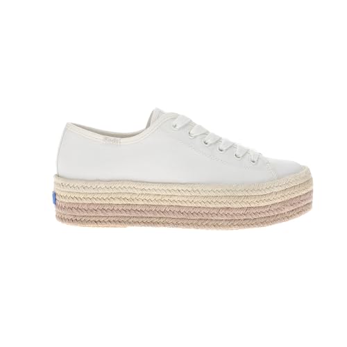 Keds Womens Triple Up Canvas Jute Foxing Lace Up Sneakers Shoes Casual - Brown, White