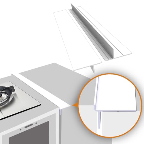 KindGa Foldable Stove Gap Filler Kitchen Counter Range Guards 25inch,Silicone Stove Gap Covers Electric Stoves Gap Filler Oven Side Sealing Strip Between Countertop and Stovetop Pack 2 (White)