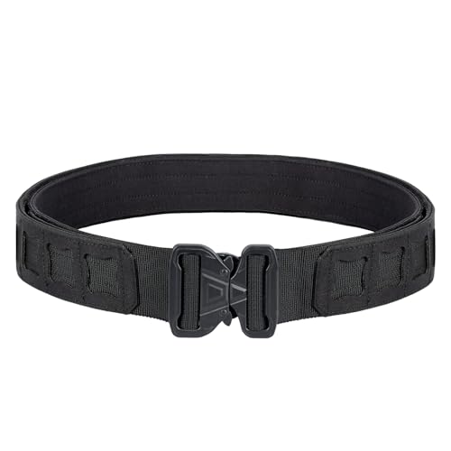 YAKEDA Tactical Heavy Duty Battle Belt–Quick-Release Combat EDC Belts for Men (Black, S(30''-34''))