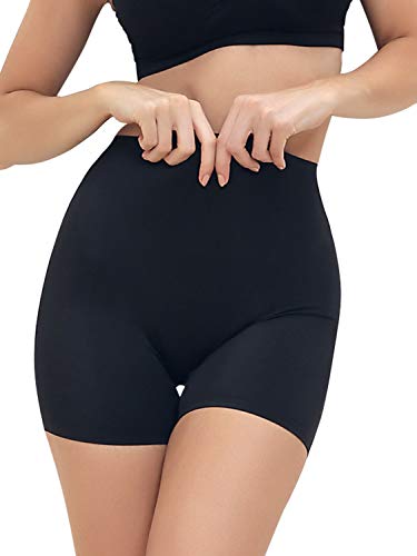 SLIMBELLE Slip Shorts for Under Dresses Seamless Womens Sike Shorts Shaper Underwear Black L