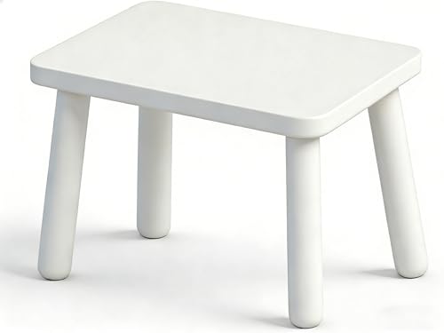 Image of Wooden Step Stool 13.4inch, Non-Slip One Step Stool for Adults, 450 LBS Heavy Duty Capacity, Easy Assembly Nightstand Stool for Bedroom Bathroom Kitchen,White