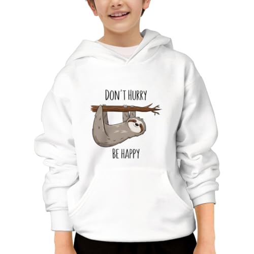 Cute Funny Sloth Don't Hurry Be Happy Hoodies for Teen Girls Boys Lightweight Kangaroo Pocket Sweatshirt