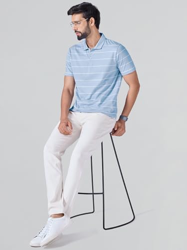 Image of XYXX Iinea Men's Stripe Cotton T-Shirt | Polo Collor Tshirts | Half Sleeves | Stripe-Slim Fit