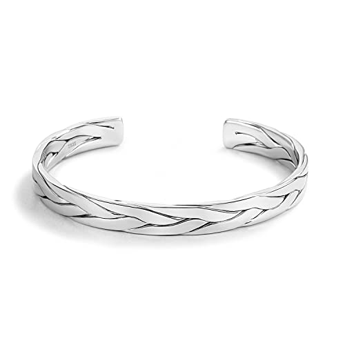 Fashion Men & Women 925 Sterling Silver Bracelet Simple Cuff Bangles Couples Jewelry For Him Her Adjustable Bracelet in a Pretty Gift Box