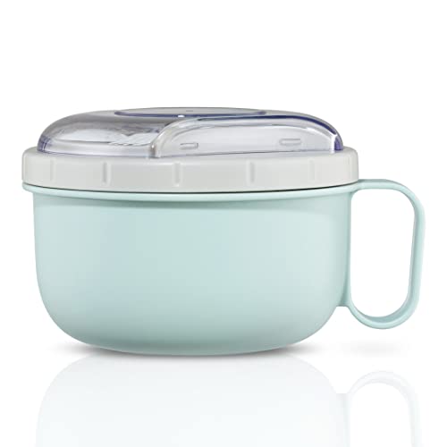 Xavax Lunchbox, runder Lunchpot 1100 ml (To Go Becher groß für Mikrowelle, Brotdose mit Besteck, perfekt für One Pot Mahlzeiten, tragbar ideal für...