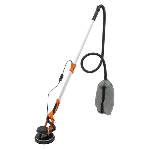 Lijadora de pared en seco, 1250 W, lijadora de cuello largo, 800-1800 rpm, lijadora de pared profesional con extracción de polvo, lijadora de techo con bolsa grande para recoger polvo (naranja)