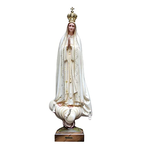 FARPortugal Hand Painted Our Lady of Fatima Statue Religious Figurine Virgin Mary Made in Portugal (Beige, 29.5 Inch)