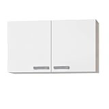 MMR Hängeschrank Küche DALLAS, Küchenschrank, Oberschrank, 2-türig, 100 cm breit, Weiß/Akazie Dekor