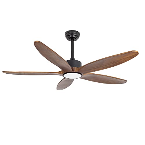 Wozzio 5 Wood Blades Ceiling Fan with Light and Remote,Quiet Reversible DC Motor,6 Wind Speed,LED Dimmable and Memory,for Bedroom/Patios/Living Room,52 inch,Dark Walnut Wood Blades Wozzio 5 Wood Blades Ceiling Fan with Light and Remote,Quiet Reversible DC Motor,6 Wind Speed,LED Dimmable and Memory,for Bedroom/Patios/Living Room,52 inch,Dark Walnut Wood Blades