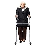Folding Walker, Heavy Duty Seniors Walker with Arm Support, Adjustable Height Platform Walker for Elderly, Handicap & Disabled Black