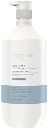 Theorie PURE Ultra Gentle Hypoallergenic Shampoo โ Plant-Based & Vegan โ Fragrance Free โ Designed for Delicate Scalps โ Pump Bottle โ 27 fl oz (1 Pack)
