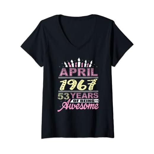 Mujer Abril 1967 53 años regalo 53 cumpleaños vela fiesta Camiseta Cuello V