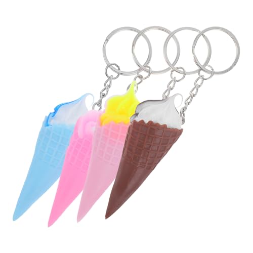 VALICLUD Lot de 4 Porte-clés Mignons de Cornet de Glace, Pendentifs Miniatures en Résine Colorée, Accessoires Décoratifs pour Clés et Paquet, Présent Original pour Garçon et Filles et