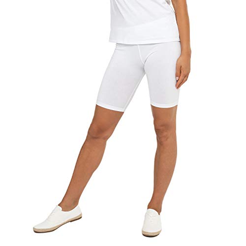 Celodoro Mallas cortas para mujer (1 unidad), de algodón elástico, Blanco, L