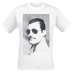 Queen Freddie Mercury – Sunglasses Homme T-Shirt Manches Courtes Blanc Regular/Coupe Standard - Les Beatles, Paul McCartney, John Lennon, RIngo Starr, George Harrison