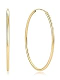 ChicSilver Gold Hoop Earrings for Women 50mm Big Large Circle Round Earrings Sterling Silver Earrings Hoops 925